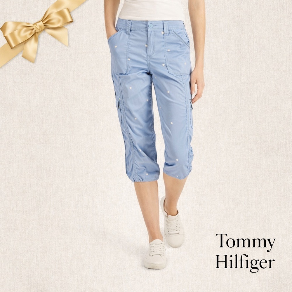 Tommy Hilfiger Capri Cargo Pants Size 4 Sky Blue
